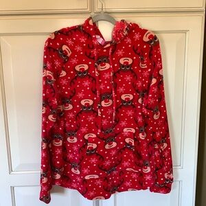 Red Nosed Reindeer Hooded Pullover Top